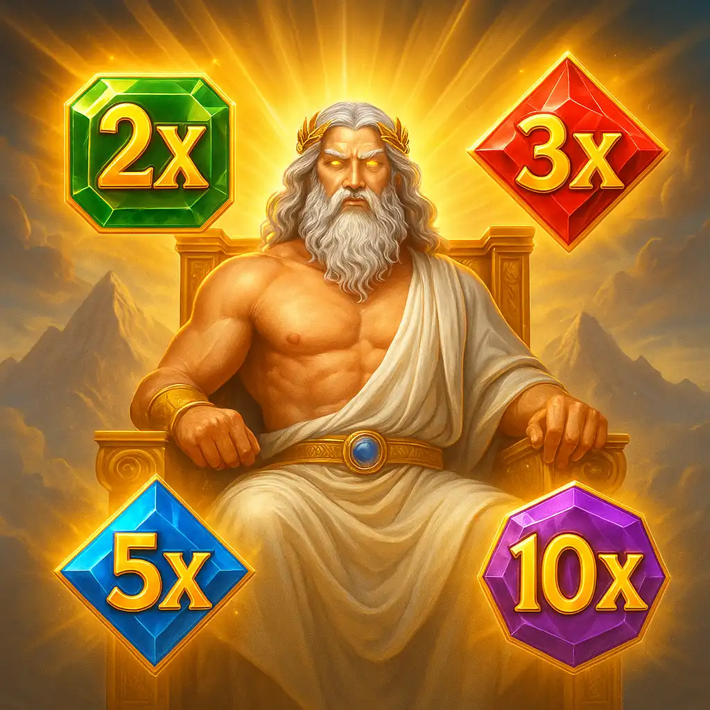 Gates of Olympus 1000 slot game artwork at FoxyFlush